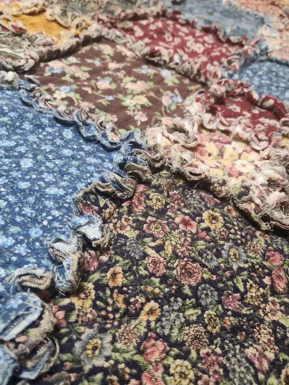 Reversible Patchwork Rag Quilt Throw Blanket 61